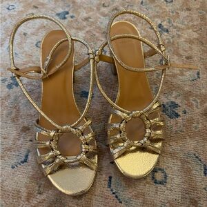 Sezane Gold Gloria Heeled Sandals Never Worn